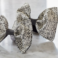 black and white bow tie